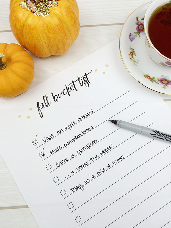 Free Fall Bucket List Printable