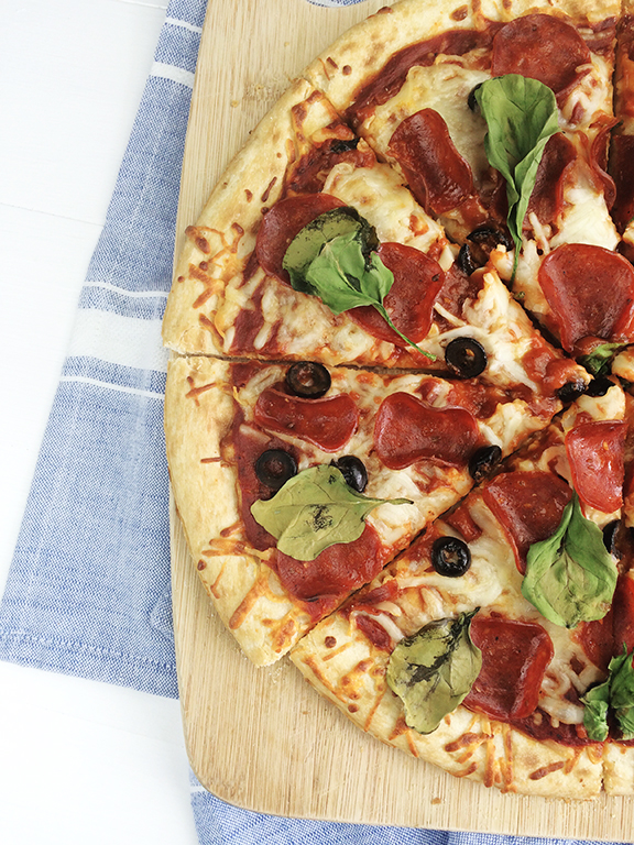 Homemade Pizza. Perfect for a stay-at-home date night!