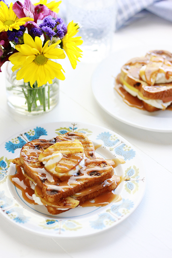 Cinnamon Raisin Stuffed French Toast with Maple Bourbon Whipped Cream