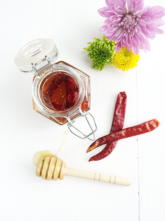 Avocado Bacon Crostini with Chili Infused Honey. Perfect appetizer for a dinner party!
