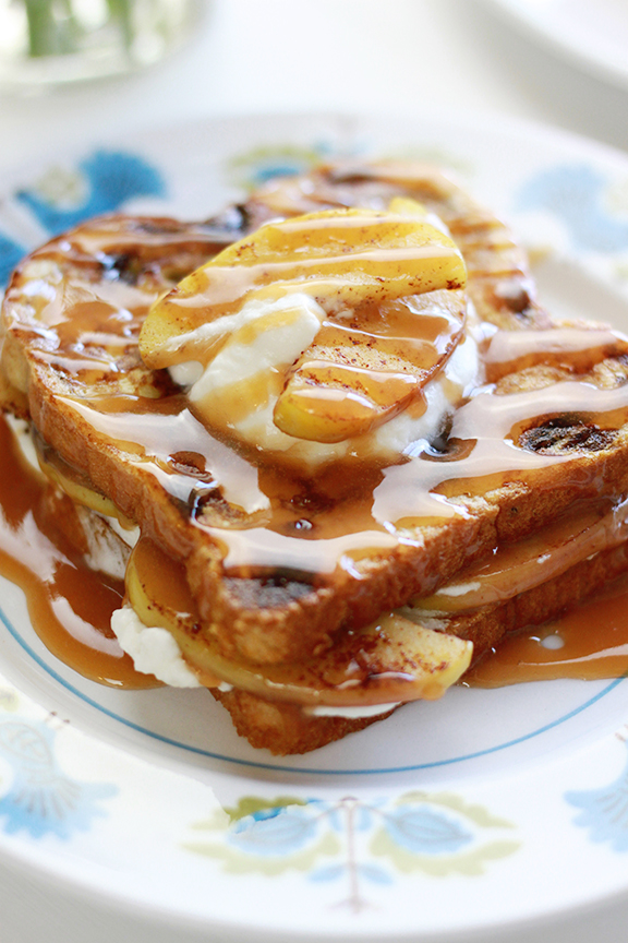 Cinnamon Raisin Stuffed French Toast with Maple Bourbon Whipped Cream