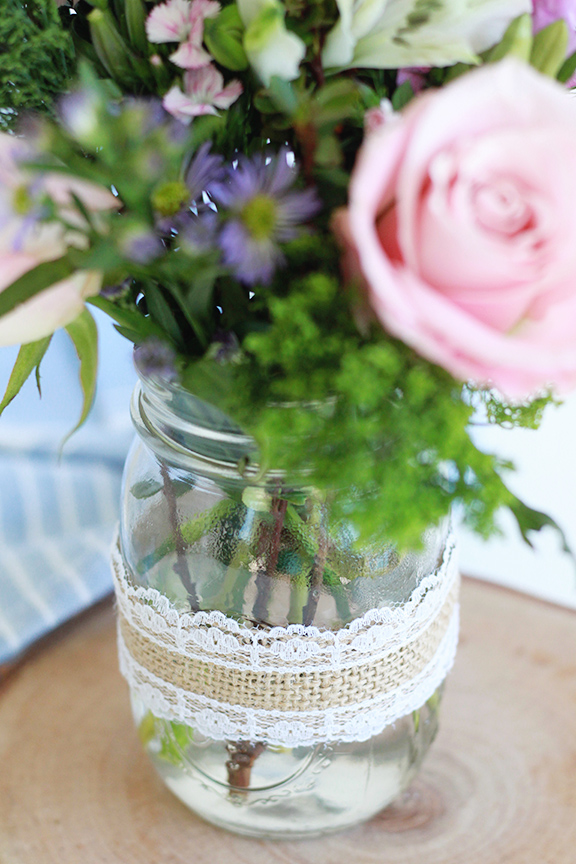 DIY Burlap and Lace Flower Vase