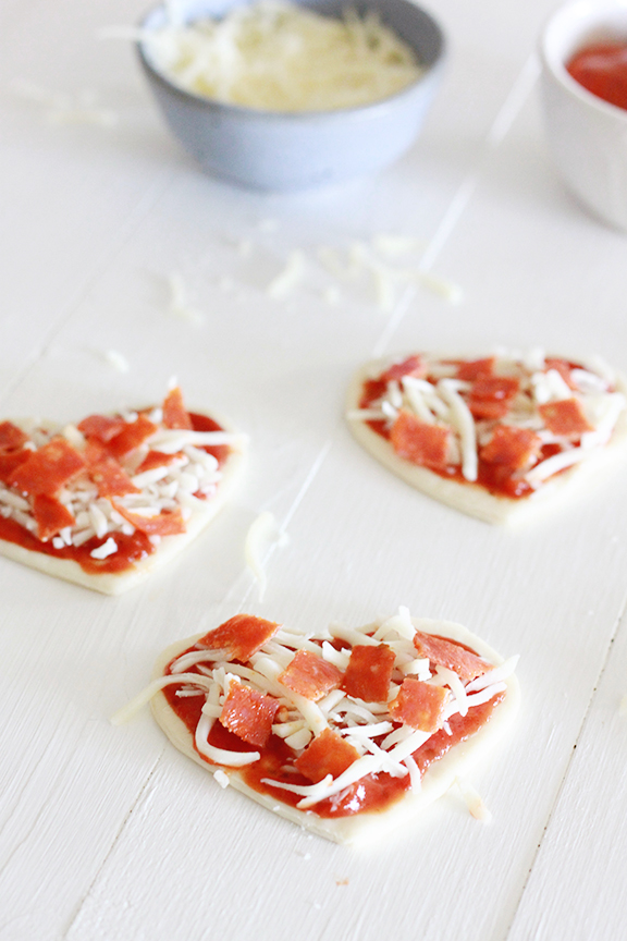 Mini Heart Shaped Pizzas