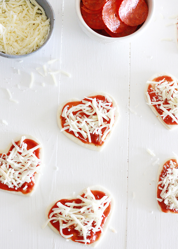 Mini Heart Shaped Pizzas
