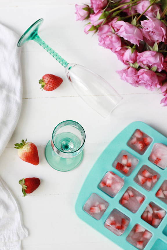 Strawberry Champagne Ice Cubes